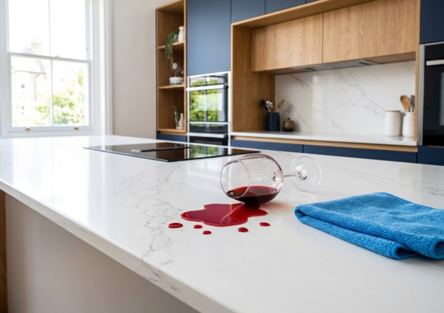 quartz-worktop-stain-resistance-wine-spill