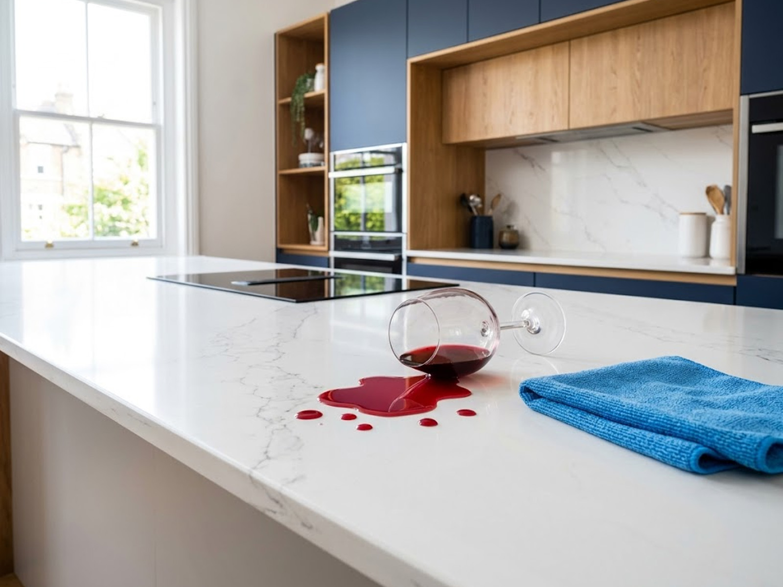 quartz-worktop-stain-resistance-wine-spill